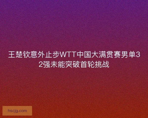 王楚钦意外止步WTT中国大满贯赛男单32强未能突破首轮挑战